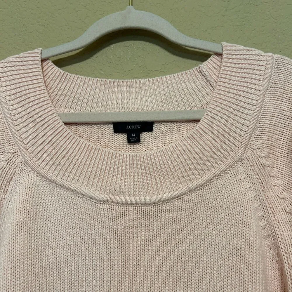 J. Crew Relaxed-Sleeve Boatneck Beach Sweater Womem Medum Pink Oversized Coastal